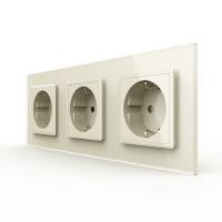 Розетка электрическая 16A Livolo, 3 поста, цвет жемчужный