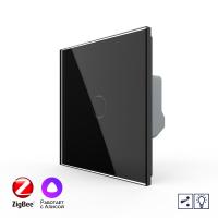 Одноклавишный проходной умный сенсорный диммер Livolo ZigBee, 1 пост, Черный