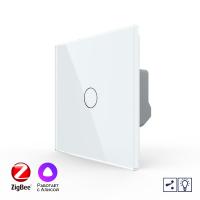 Одноклавишный проходной умный сенсорный диммер Livolo ZigBee, 1 пост, Белый