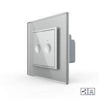 Двухклавишный проходной сенсорный выключатель Livolo Module с функцией радиоуправления, цвет серый