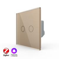 Двухклавишный умный сенсорный выключатель Livolo ZigBee, 1 пост, Золотой VL-C702Z-2AG