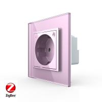 Розетка электрическая ZigBee (Wi-Fi) с заземлением защитными шторками 16A 1 пост Розовая