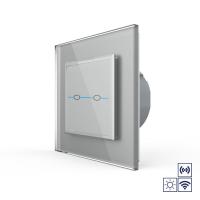 Сенсорный импульсный радиоуправляемый выключатель Livolo Quadro сухой контакт 2 клавиши Серый