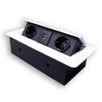 Розетка горизонтальная выдвижная 2 Euro 16A, 2 USB A с блоком 5В/2.1А RocketSocket, проводка, цвет белый