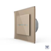 Сенсорный радиоуправляемый выключатель Livolo Quadro 2 клавиши 1 пост Золотой