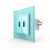 Розетка Livolo USB с блоком 5В 2.1А двойная Зеленая