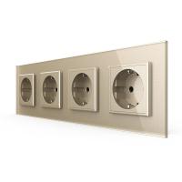 Розетка электрическая 16A Livolo, 4 поста, цвет шампань