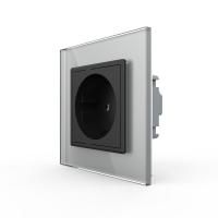 Розетка Livolo 1 пост Черная с серой рамкой