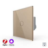 Одноклавишный умный сенсорный Адаптивный диммер Livolo ZigBee, 1 пост, Золотой