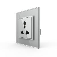 Розетка электрическая универсальная 16A Livolo, 1 пост, цвет серый