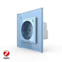 Розетка электрическая ZigBee (Wi-Fi) с заземлением защитными шторками 16A 1 пост Синяя
