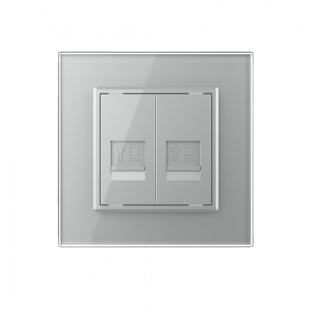 Розетка компьютерная двойная LIVOLO RJ-45 серая VL-C792C-15