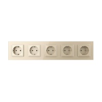 Розетка электрическая 16A Livolo, 5 постов, цвет шампань
