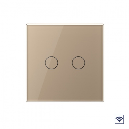 Сенсорный радиоуправляемый выключатель Livolo 2 клавиши 1 пост Золотой