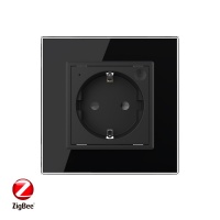 Розетка электрическая ZigBee (Wi-Fi) с заземлением защитными шторками 16A 1 пост Черная