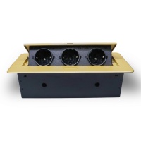 Розетка горизонтальная выдвижная 3 Euro 16A RocketSocket, проводка, цвет золотой
