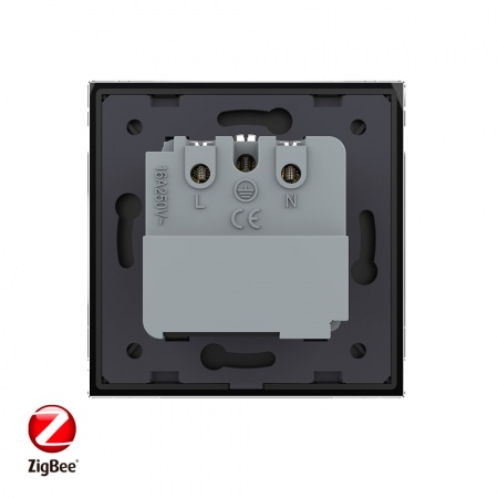 Розетка электрическая ZigBee (Wi-Fi) с заземлением защитными шторками 16A 1 пост Черная