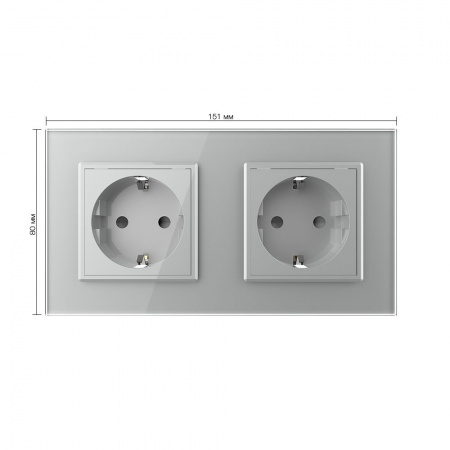 Розетка электрическая двойная 220В LIVOLO серая VL-C7C2EU-15