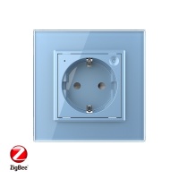 Розетка электрическая ZigBee (Wi-Fi) с заземлением защитными шторками 16A 1 пост Синяя