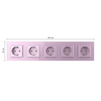Розетка электрическая 16A Livolo, 5 постов, цвет розовый