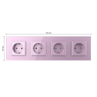 Розетка электрическая 16A Livolo, 4 поста, цвет розовый