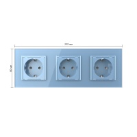 Розетка электрическая 16A Livolo, 3 поста, цвет синий