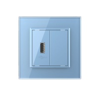 Розетка Livolo USB с блоком 5В 2.1А Синяя