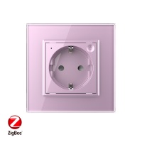 Розетка электрическая ZigBee (Wi-Fi) с заземлением защитными шторками 16A 1 пост Розовая