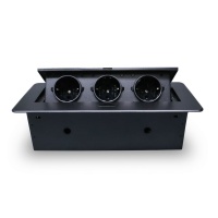 Розетка горизонтальная выдвижная 3 Euro 16A RocketSocket, проводка, цвет черный