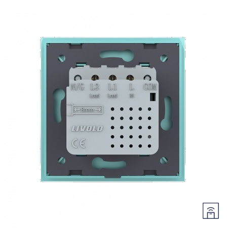 Двухклавишный сенсорный выключатель Livolo Module с функцией радиоуправления, цвет зеленый