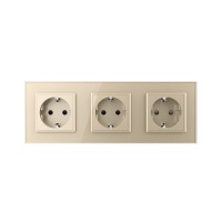Розетка электрическая 16A Livolo, 3 поста, цвет шампань