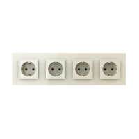 Розетка электрическая 16A Livolo, 4 поста, цвет жемчужный