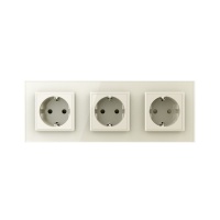 Розетка электрическая 16A Livolo, 3 поста, цвет жемчужный