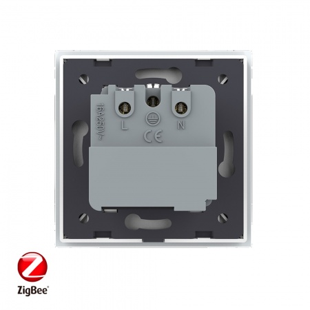 Розетка электрическая ZigBee (Wi-Fi) с заземлением защитными шторками 16A 1 пост Белая