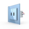 Розетка Livolo USB с блоком 5В 2.1А двойная Синяя