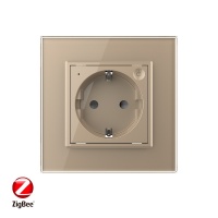 Розетка электрическая ZigBee (Wi-Fi) с заземлением защитными шторками 16A 1 пост Золотая